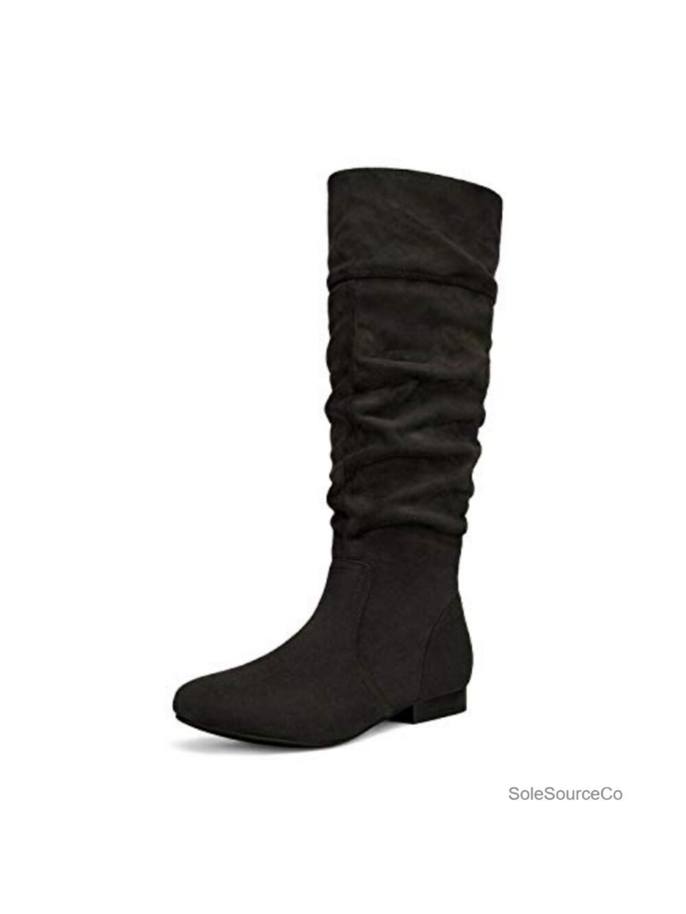 Faux Suede Knee High Pull On Winter Boots with Faux Fur Lining